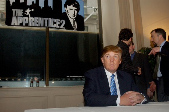 Donald Trump at the open auditions for the second season for his reality television show "The Apprentice" Thursday March 18, 2004 in New York. (AP Photo/Frank Franklin II)