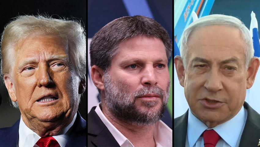 שלישים בצלאל סמוטריץ , ביבי בנימין נתניהו, דונדלד טראמפ 