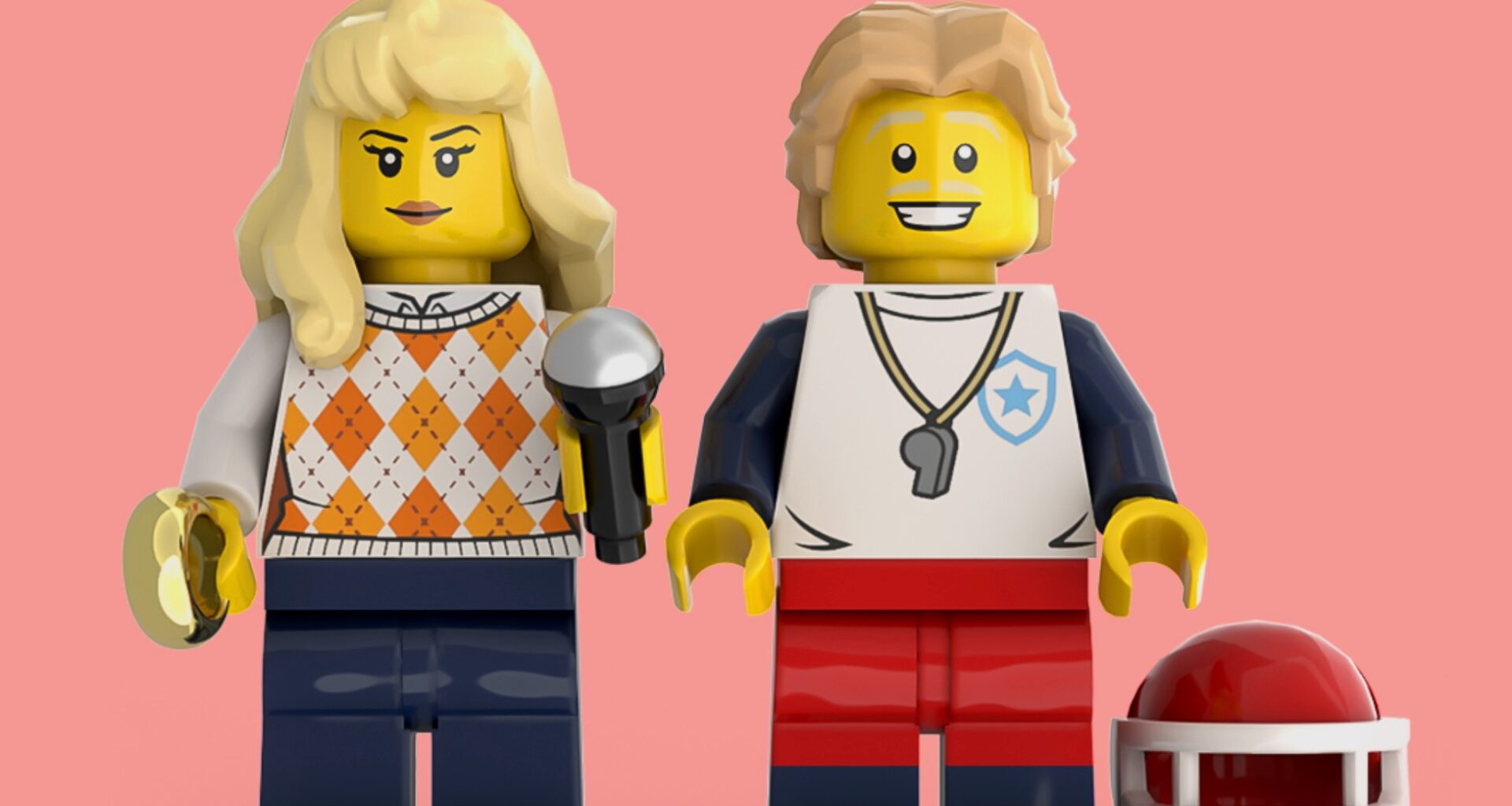 Lego minifigures of Taylor Swift and Travis Scott