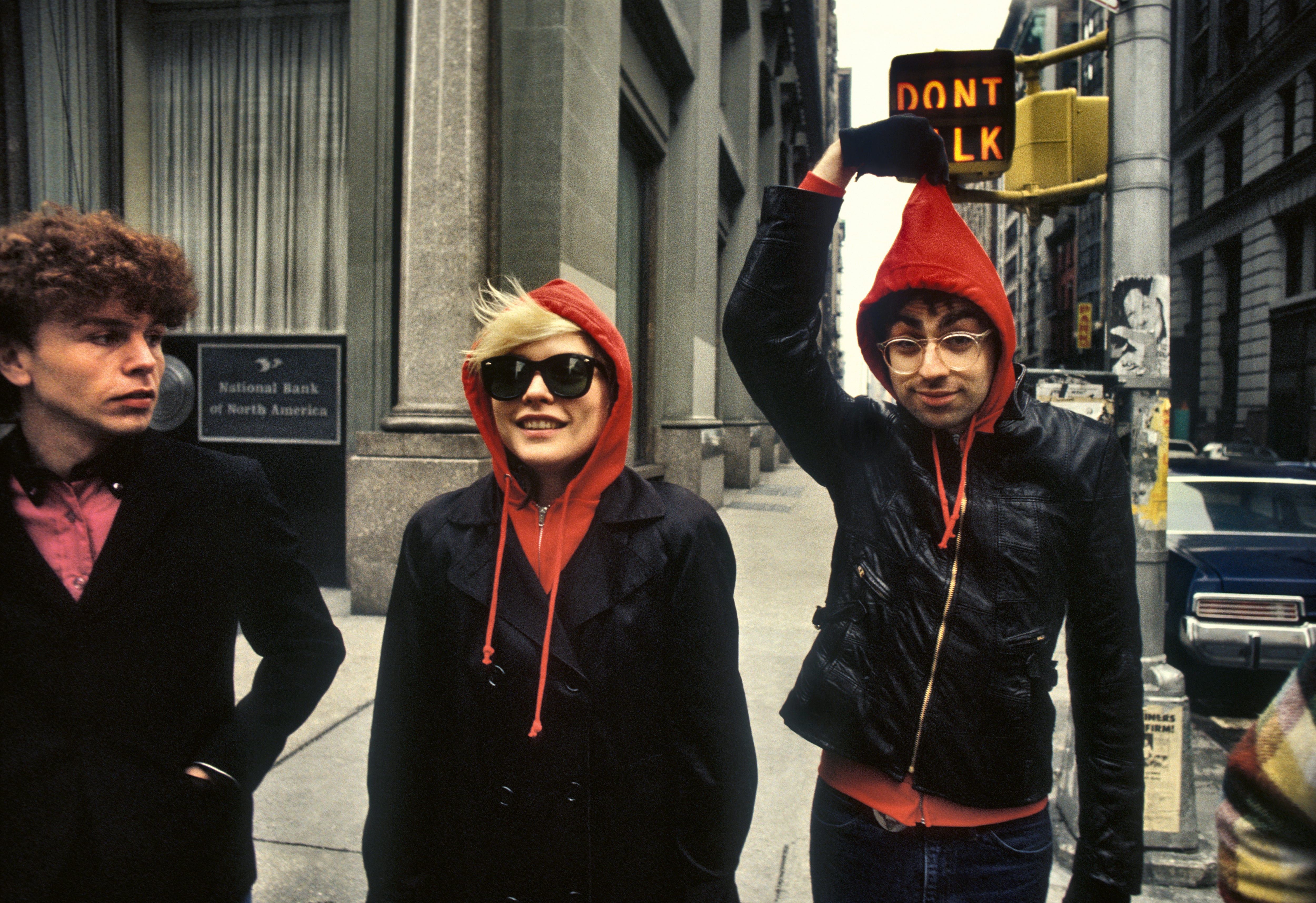 Debbie Harry, Chris Stein and Nigel Harrison walking around New York, 1978