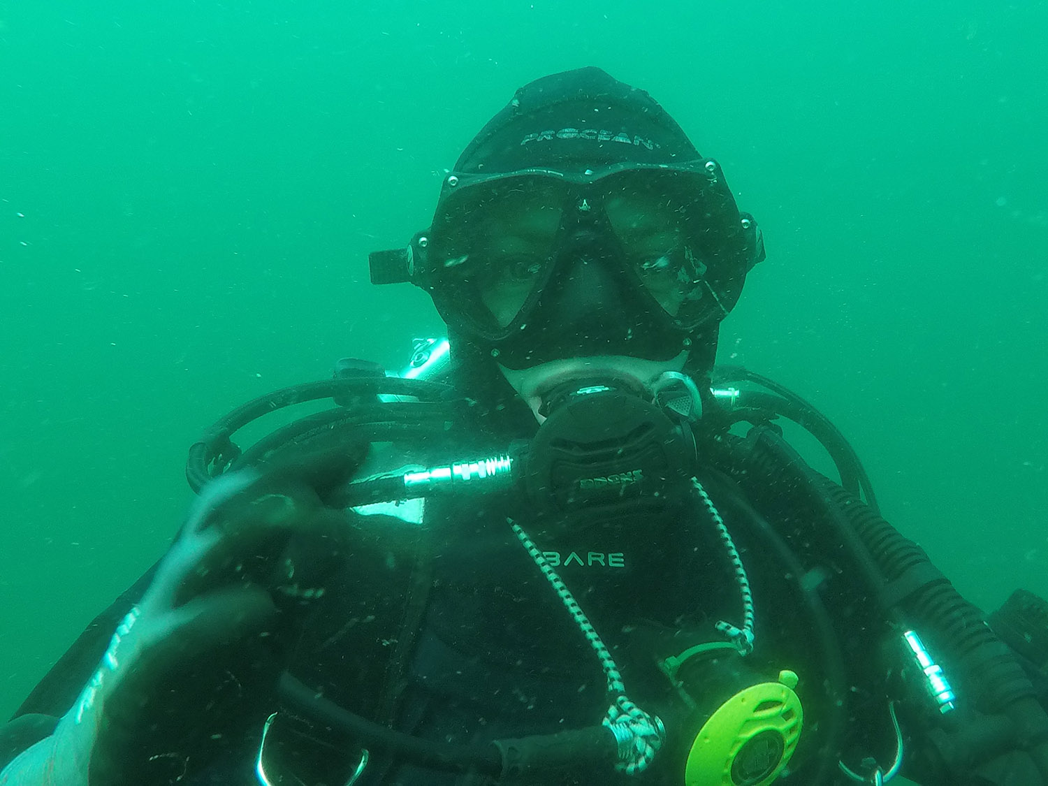 Profile photo of Emilie Reuchlin scuba diving in the ocean. 