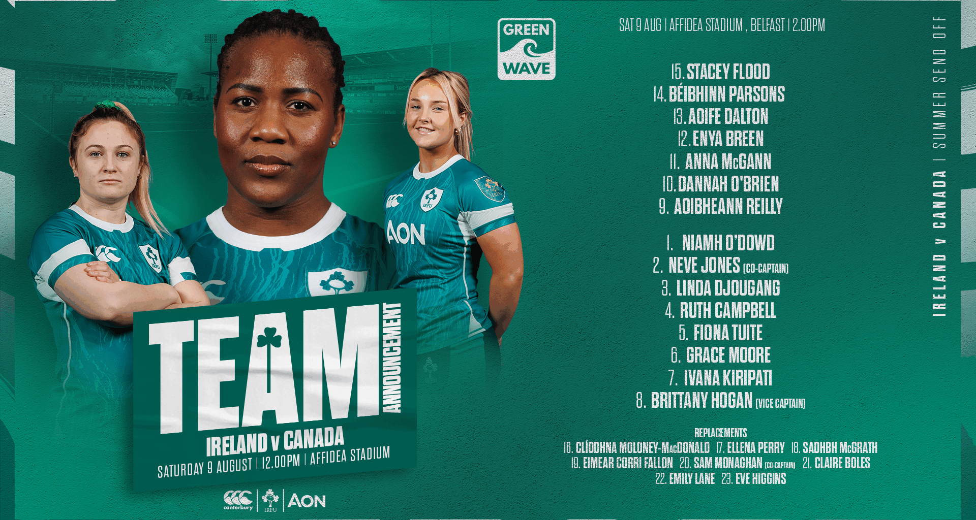 Irish Rugby | Ireland Team Named For Canada Match