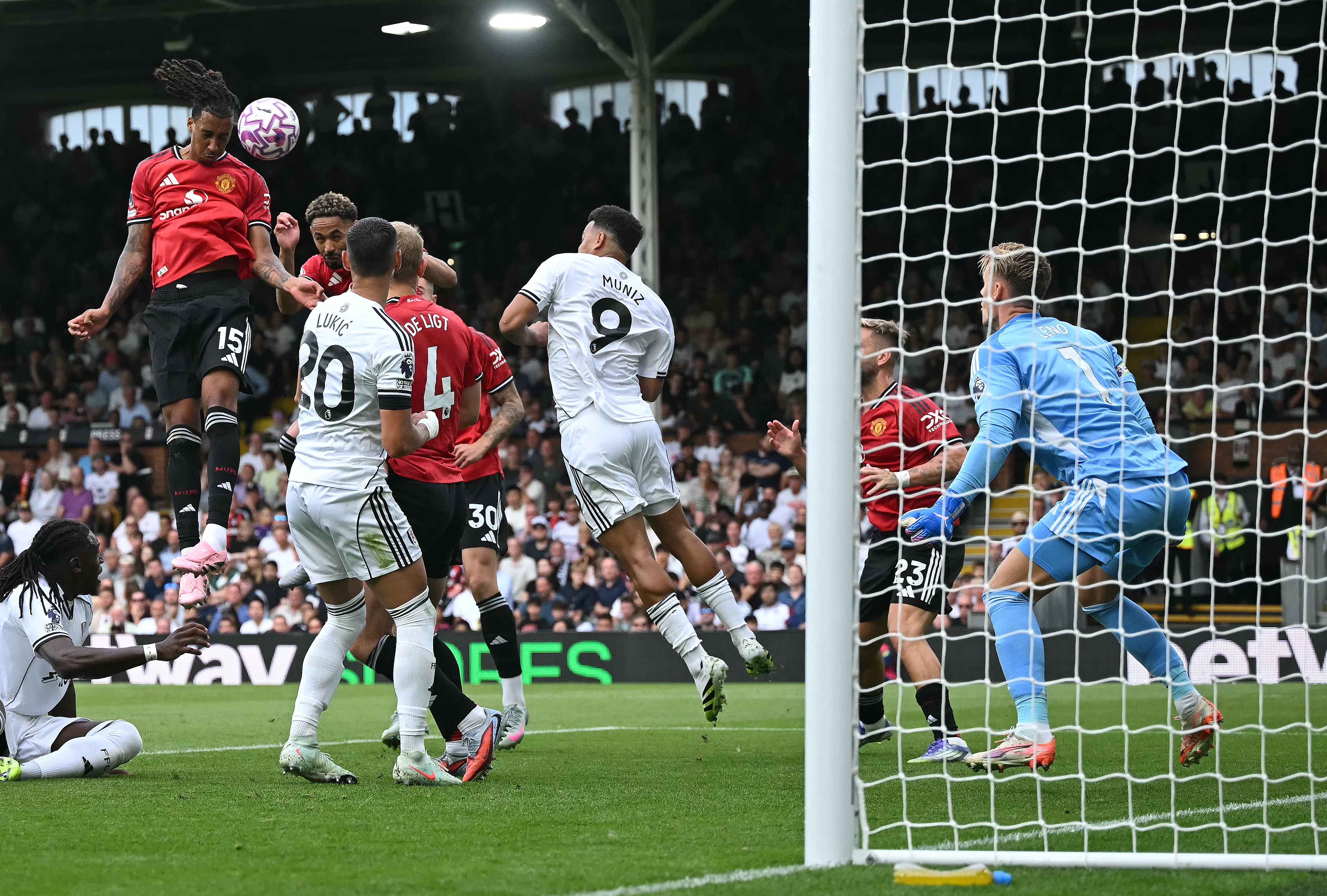 Leny Yoro's deflected header sent Manchester United into the lead