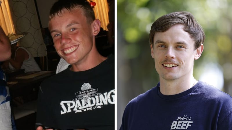 Daragh Fleming circa 2008 and now. Photograph: Nick Bradshaw