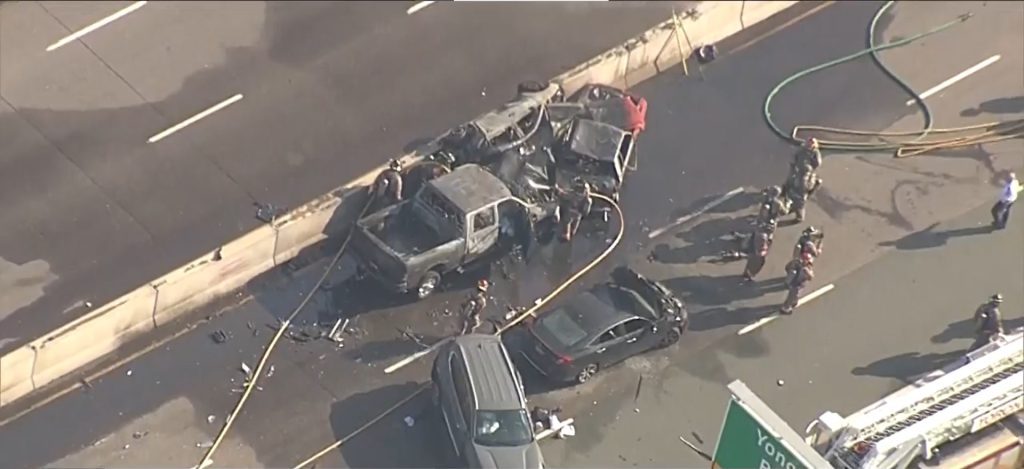 Man charged after fiery crash on Gardiner Expressway claims life of one man