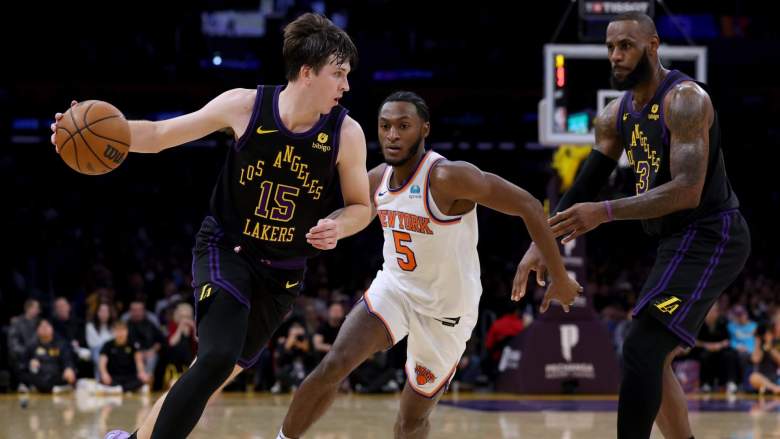 Austin Reaves, LeBron James, Immanuel Quickley, Lakers