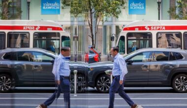 SEPTA buses in Center City Philadelphia, Monday, August 11, 2025.