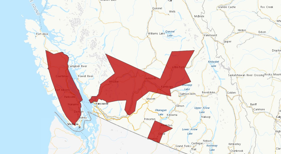Heat warnings issued for Vancouver Island, other areas in southern B.C.