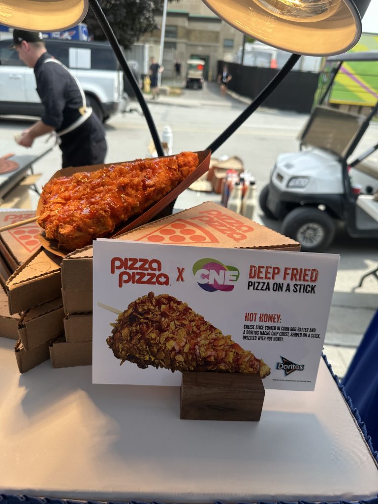 Deep-fried pizza on a stick.