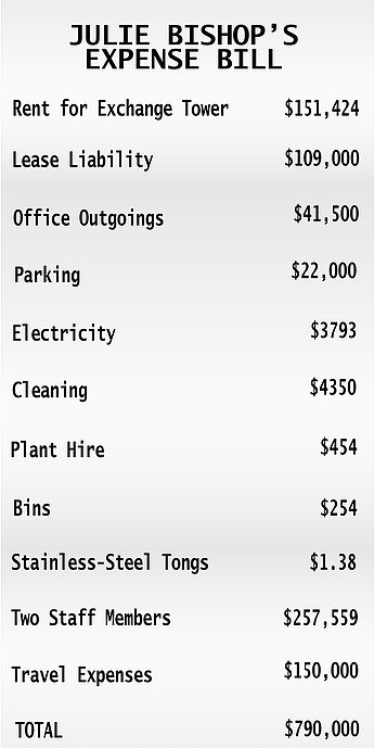 Julie Bishop's expense bill