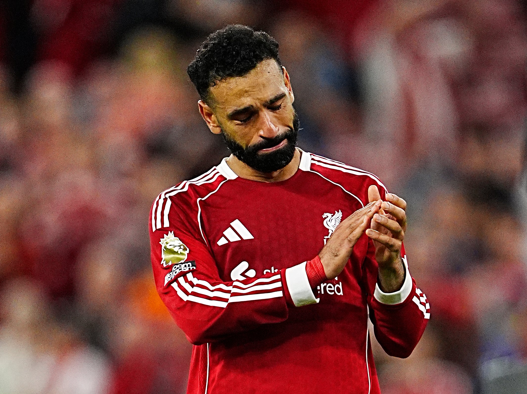 Salah is moved to tears at the end of the game