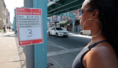 Kensington community activist Nicole Moy discovers a SEPTA discontinued service notice.