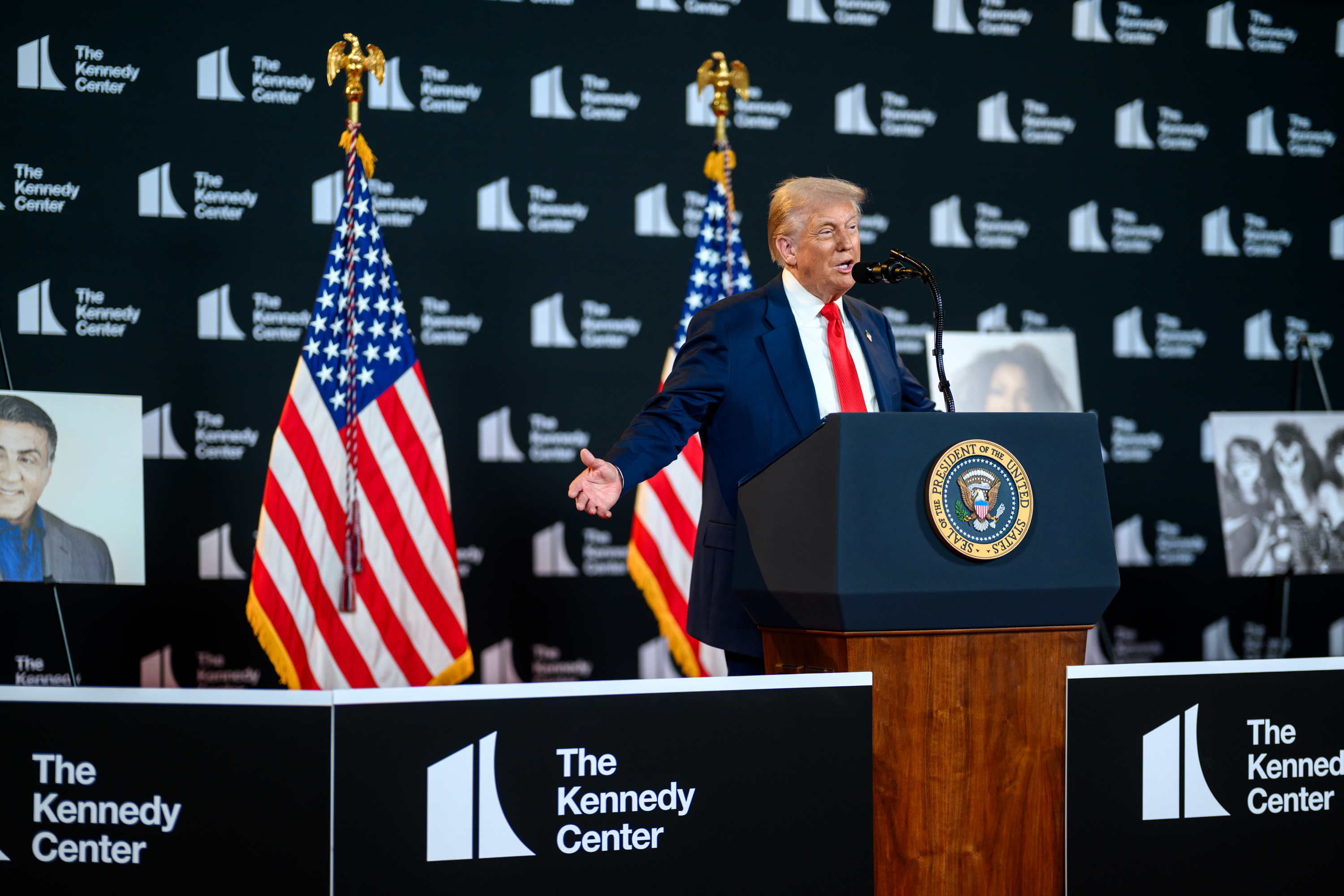 President Donald Trump makes an announcement and holds a press conference in the Hall of Nations at the John F. Kennedy Center for the Performing Arts in Washington, D.C., Wednesday, August 13, 2025. (Official White House Photo by Daniel Torok)