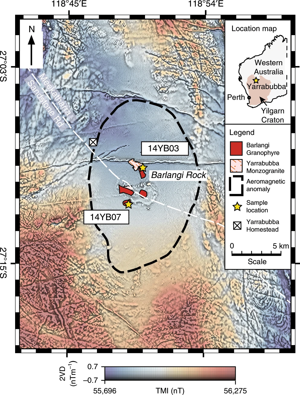 A composite map of the Yarrabubba crater impact in Australia