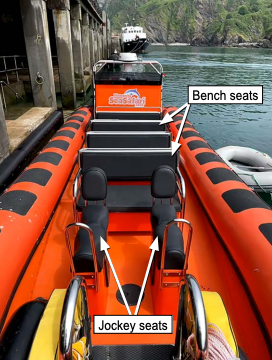 The seating arrangement on the Lundy Explorer