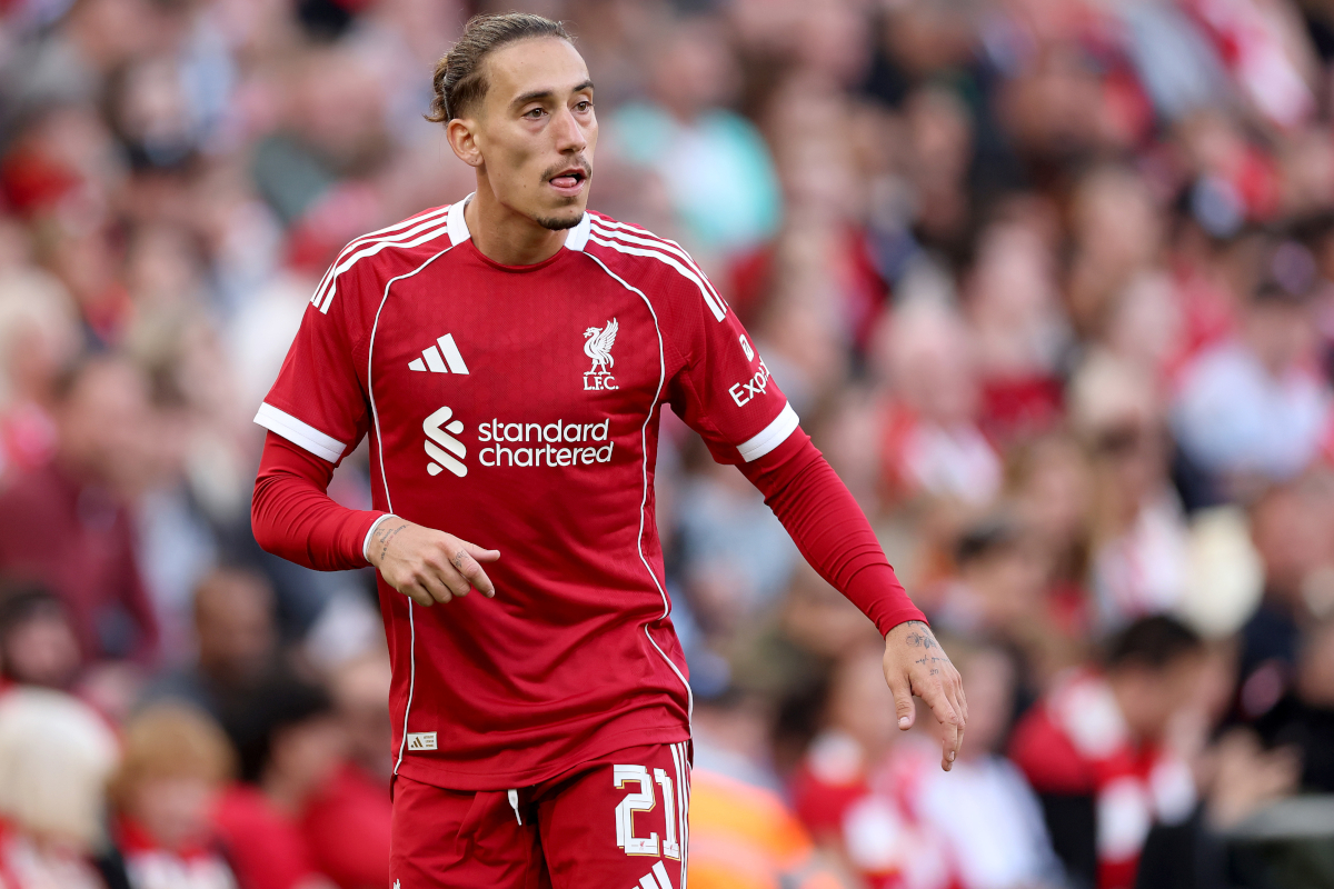 LIVERPOOL, ENGLAND - AUGUST 04: Kostas Tsimikas of Liverpool during the pre-season friendly match between Liverpool v Athletic Club Bilbao at Anfield on August 04, 2025 in Liverpool, England. (Photo by Carl Recine/Getty Images)