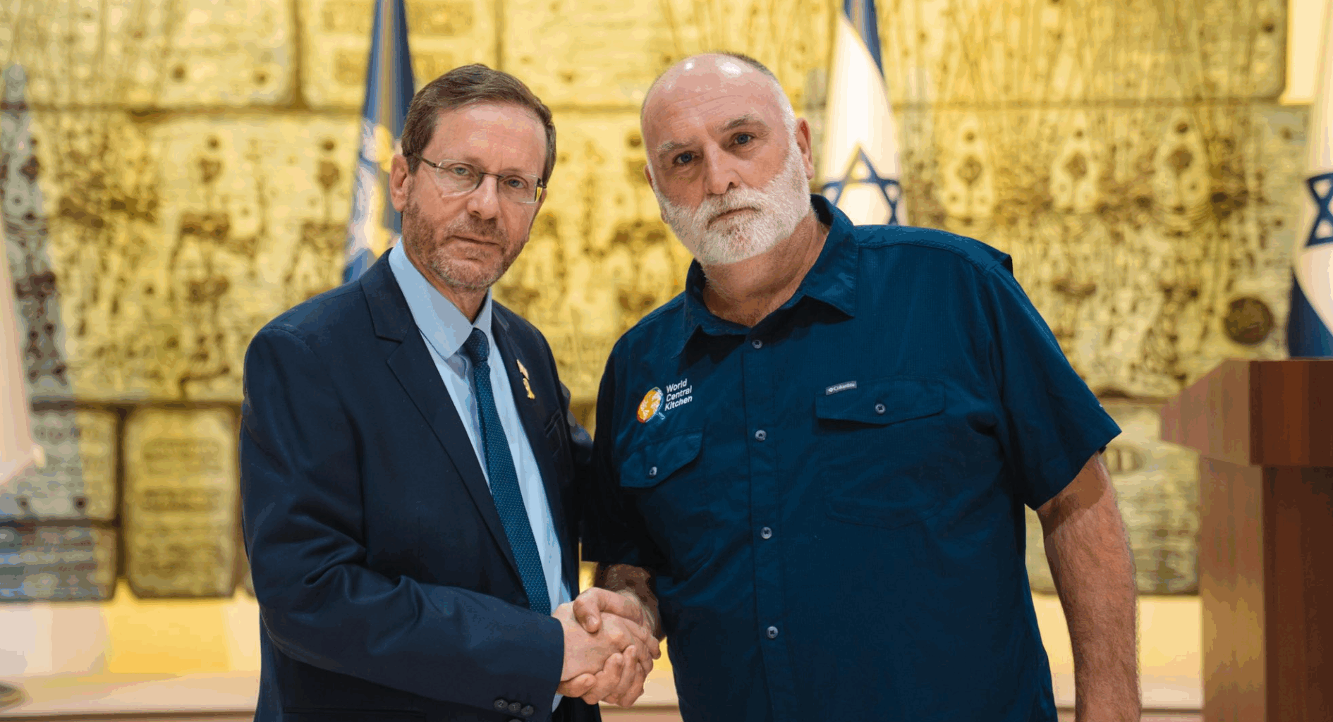 World Central Kitchen founder faces backlash for handshake with Israeli president