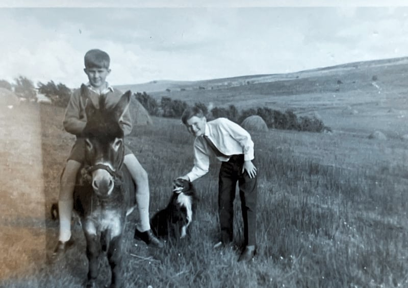 Philip Stephens on 'Ned' the donkey, with his brother Paul