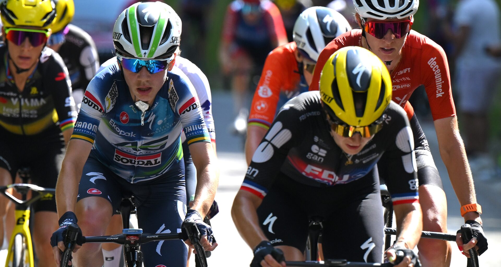 CHAMBERY, FRANCE - AUGUST 01: Sarah Gigante of Australia and Team AG Insurance - Soudal competes during the 4th Tour de France Femmes 2025, Stage 7 a 159.7km stage from Bourg-en-Bresse to Chambery / #UCIWWT / on August 01, 2025 in Bourg-en-Bresse, France. (Photo by Tim de Waele/Getty Images)