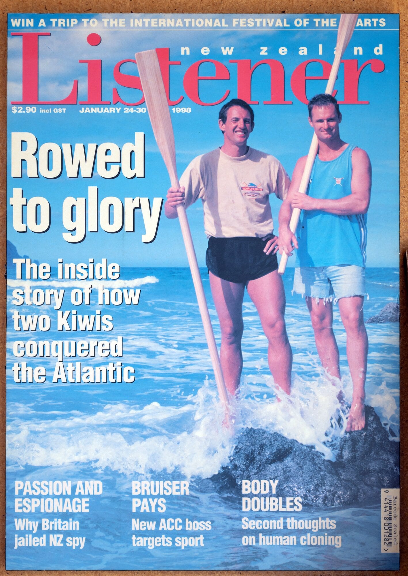  The Listener cover in 1998 featuring Phil Stubbs’ and Rob Hamill’s world record Atlantic crossing. Photo: Brydie Thompson.