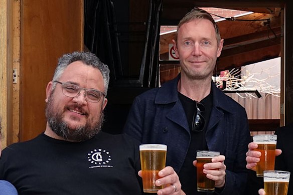 David Anderson, centre, with Ben Carwyn a co-founder of Carwyn Cellars.