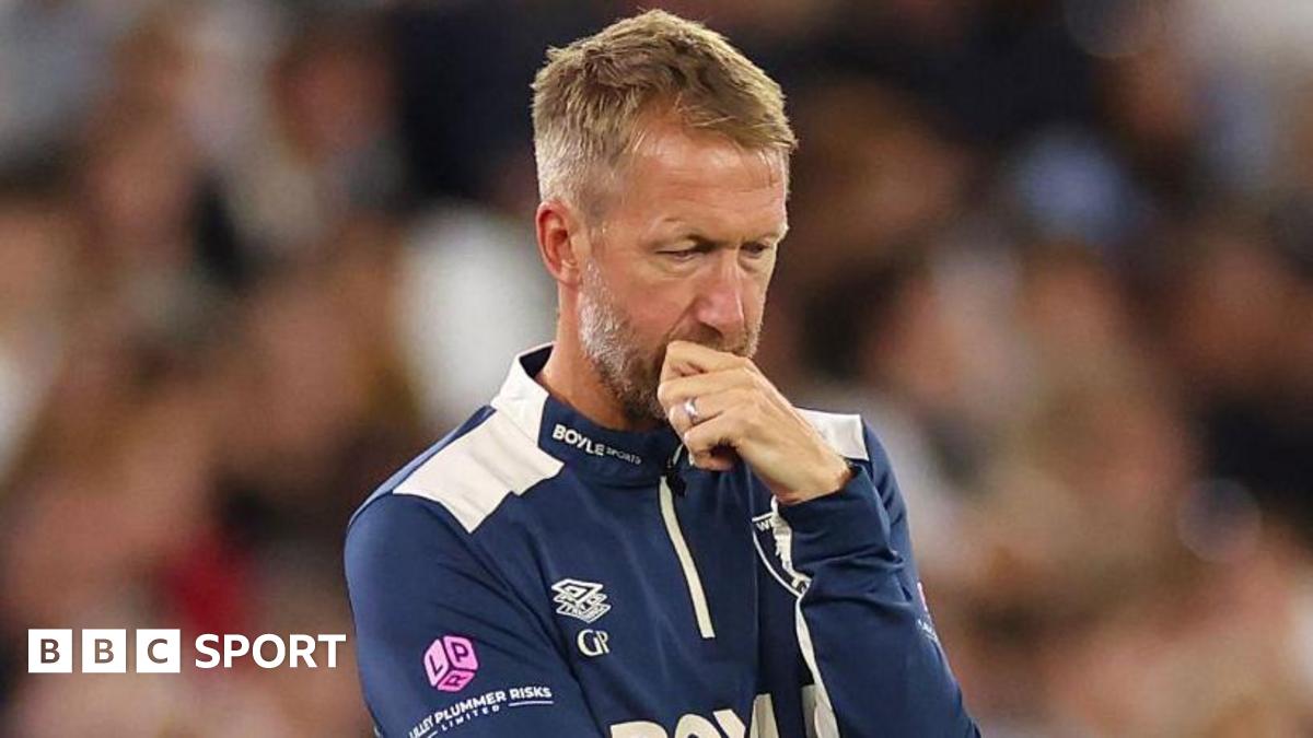 Graham Potter looking downcast during West Ham's defeat against Chelsea last Friday.