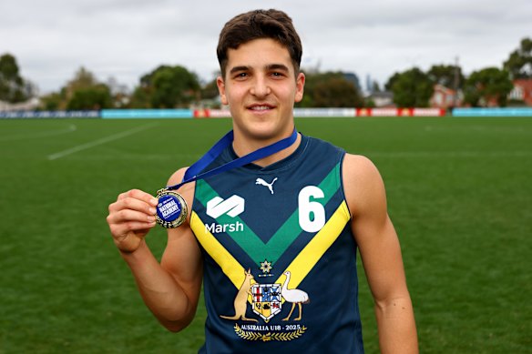  Josh Lindsay won the best on ground medal playing for the Australia under-18a against Coburg VFL in April.