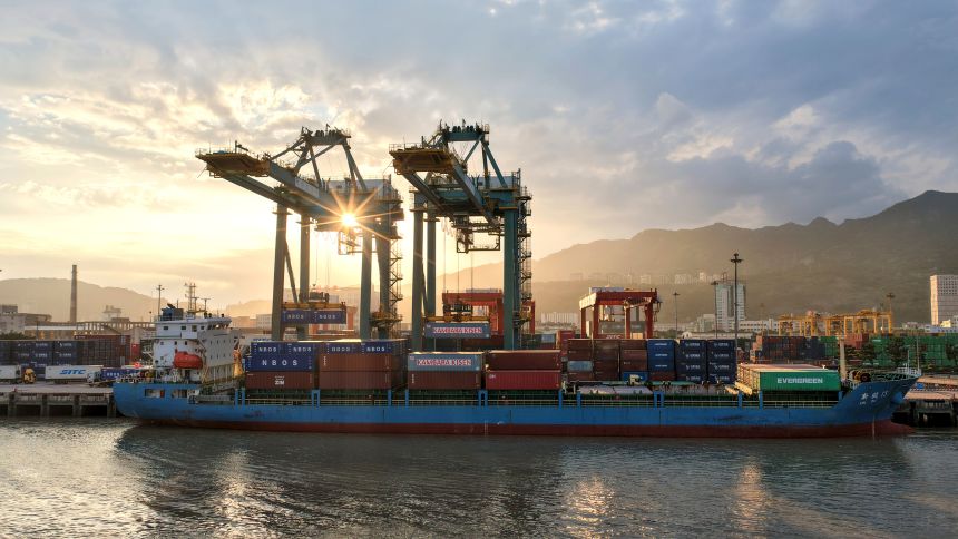 Fuzhou Qingzhou Container Terminal in China on July 29.