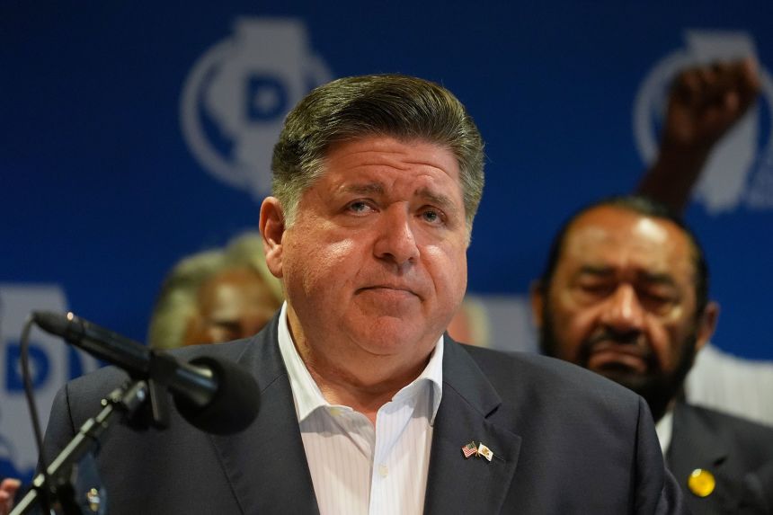 Illinois Governor JB Pritzker speaks during a news conference in Chicago on August 5.