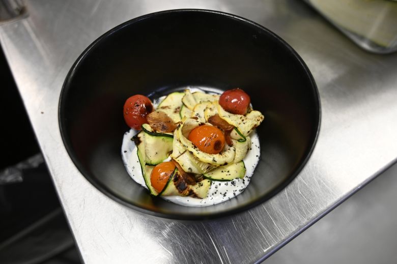 A zucchini side dish is ready to serve at Cow & Cabbage in Tulsa, Oklahoma.