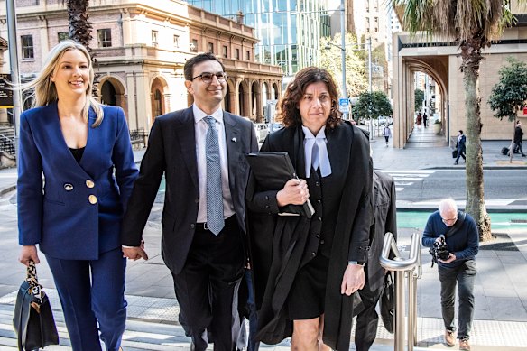 Al Muderis arriving at court with his barrister, Sue Chrysanthou, SC (right) in 2023.