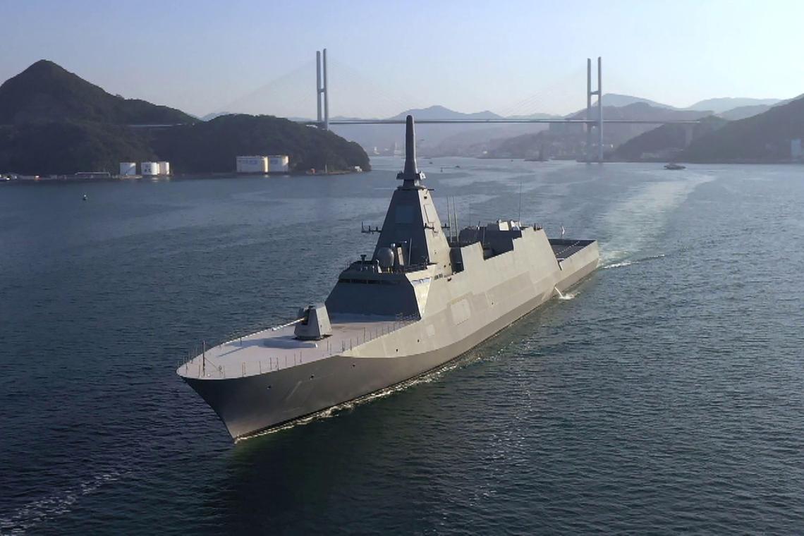 Japan's MSDF frigate JS Mogami sails in an undisclosed location, in a handout photo by the Australian Defence Force on August 5, 2025.