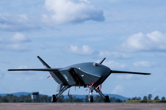 A Ghost Bat combat drone at RAAF Base Amberley in 2022.