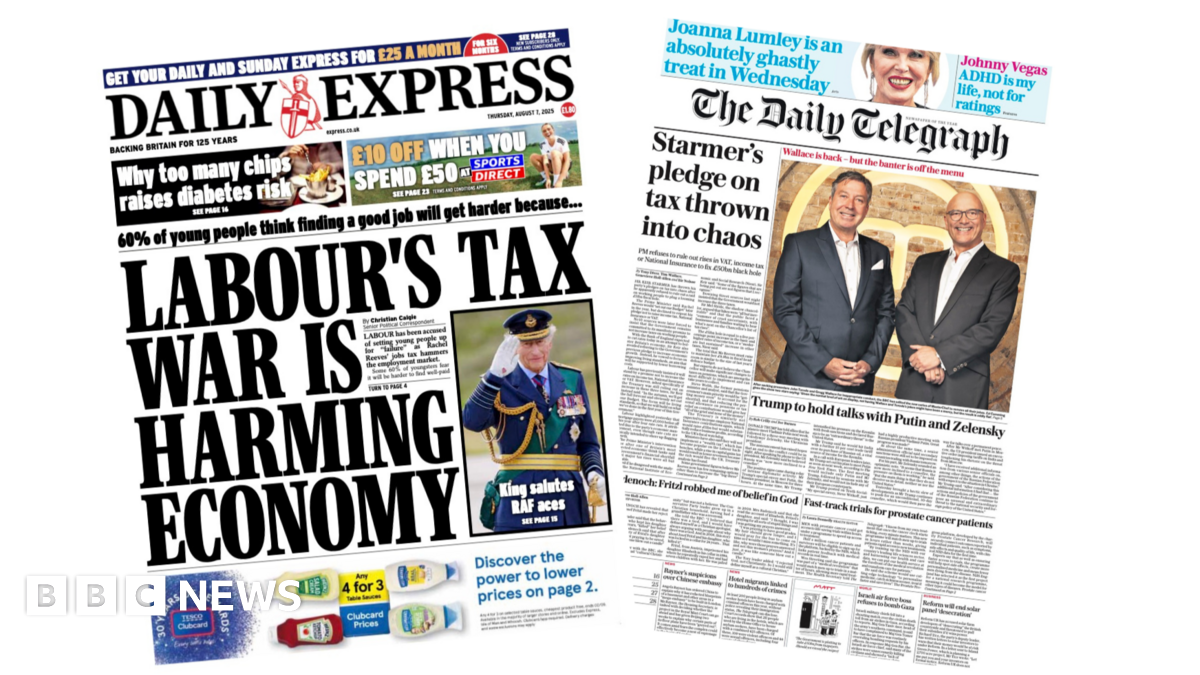 The headline on the front page of the Express reads: "Labour's tax war is harming the economy"