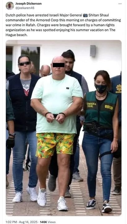 The article incorrectly claims this is Israeli Major General Shitan Shaul