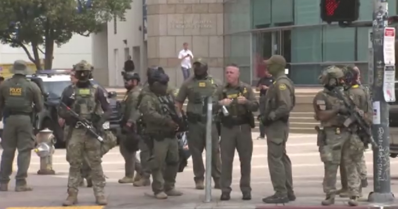 Border Patrol agents in L.A. show up outside of Gov. Gavin Newsom's redistricting press conference