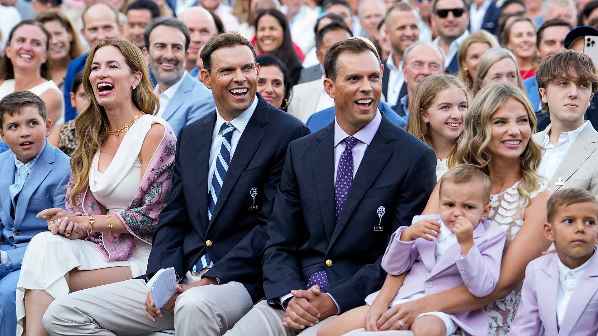 The Bryan brothers at the Hall of Fame induction ceremony.
