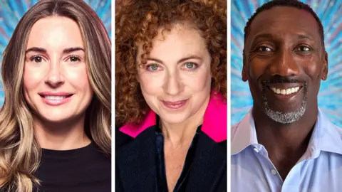 BBC Composite picture of promorional photos of Dani Dyer, Alex Kingston and Jimmy Floyd Hasselbaink