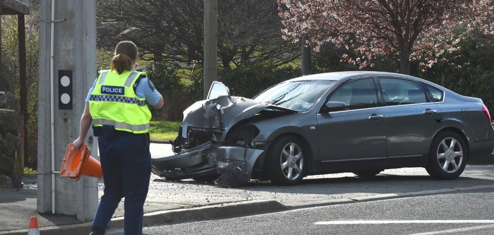 Police at the scene this morning. PHOTO: GREGOR RICHARDSON