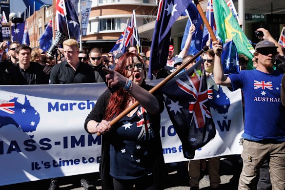 March for Australia protesters in Sydney on Sunday.
