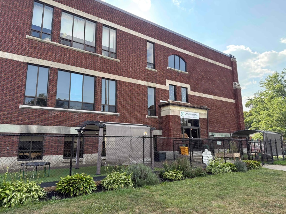 A three storey school building. 