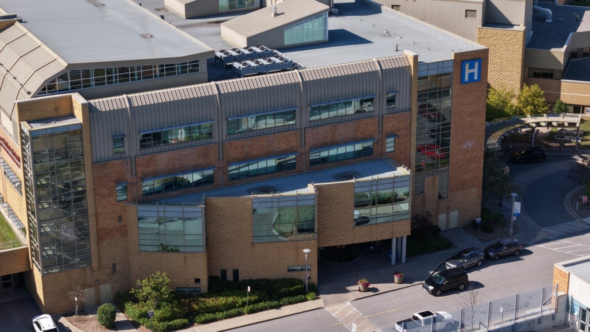 Drone image of Credit Valley Hospital. 
