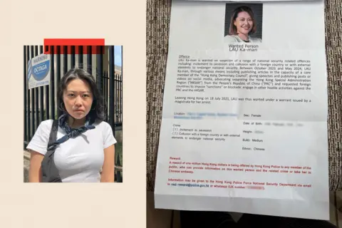 An image of Carmen on the left, and the wanted image on the right with some blurred aspects 