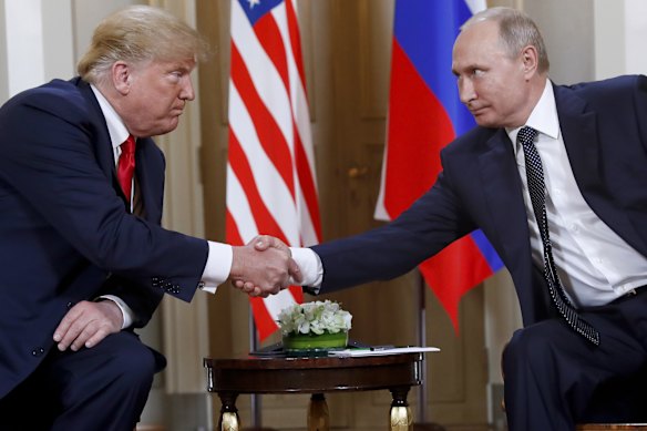 Donald Trump and Vladimir Putin in Helsinki in 2018.