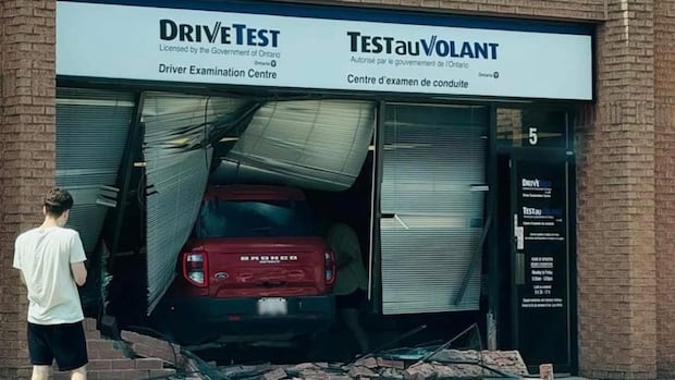 Yes, a driver crashed into an Ontario drive test centre. Here's what happened