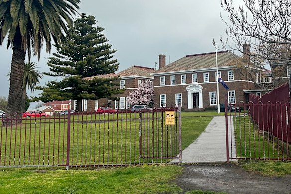 A flag flying at half-mast at Christian College.