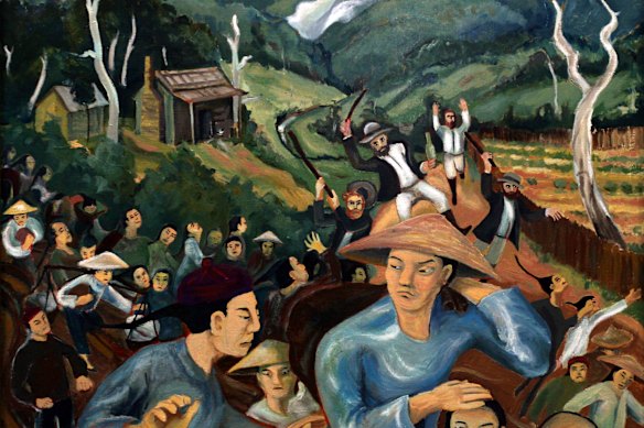 The 1857 Buckland riot as depicted by Thomas Lawler in 1987. 