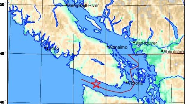 Magnitude 3.6 earthquake shakes west of Victoria on Vancouver Island