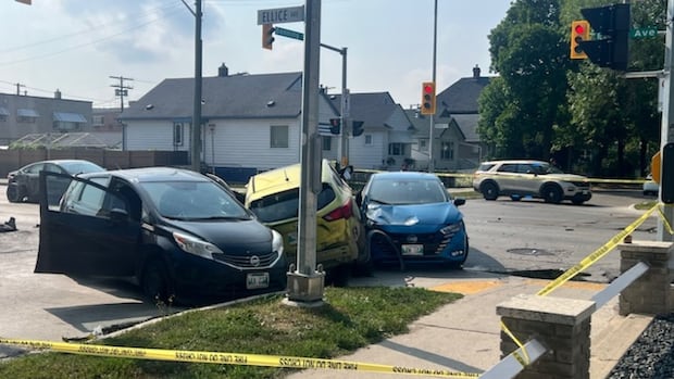 Man, woman hospitalized after 4 vehicles struck from behind at West End intersection