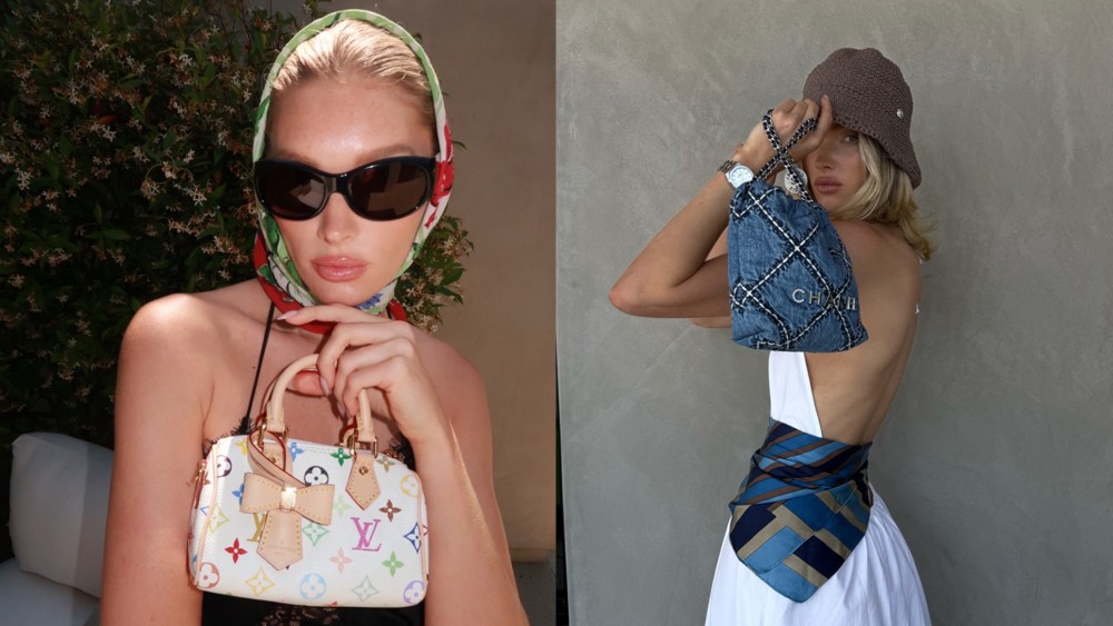 Elsa Hosk models designer jewelry and handbags for her capsule collection with Reklaim.